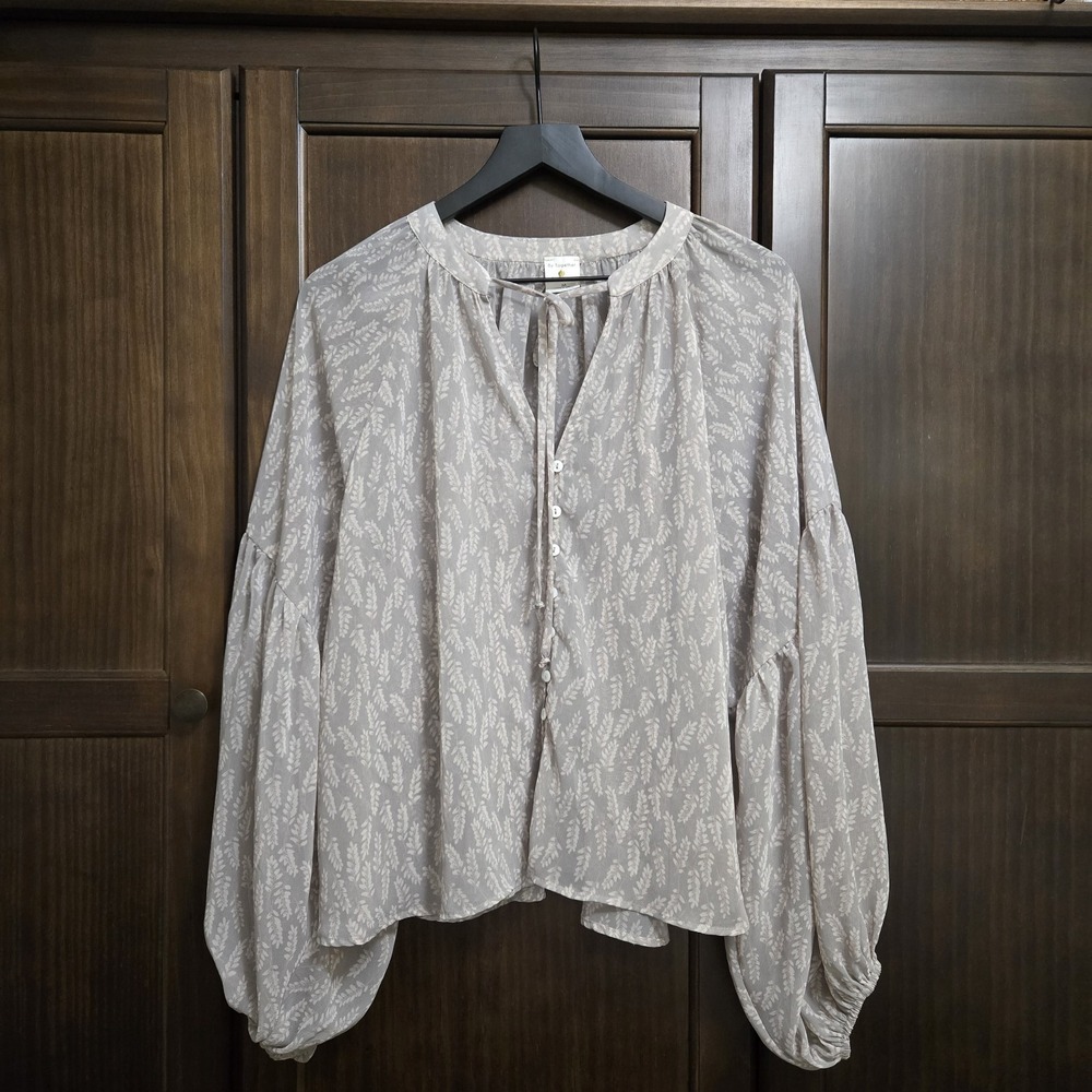 By Together + Collection‎ Womens Medium Blouse Boho Oversized Wheat Fairy Flowy - Picture 7 of 16